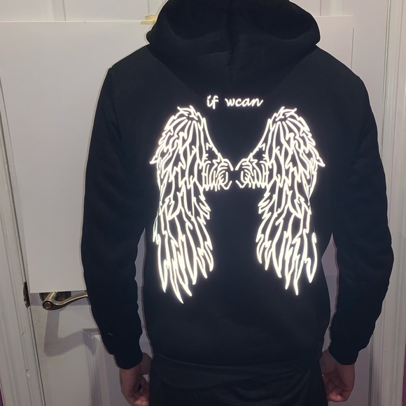 Black Reflective Angle Wing Hoodie - Picture 3 of 3